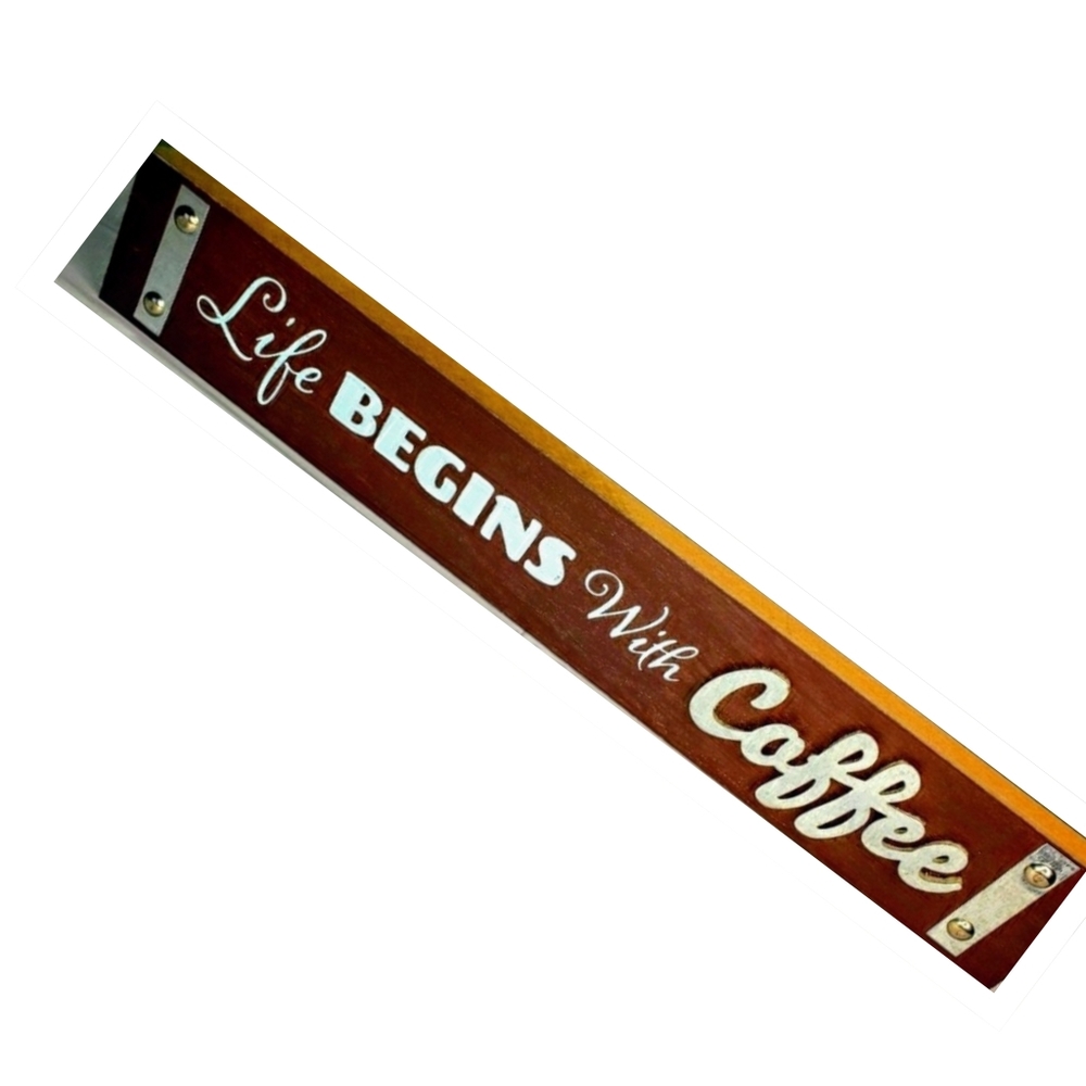 FARMHOUSE Wood Sign Life Begins COFFEE kitchen